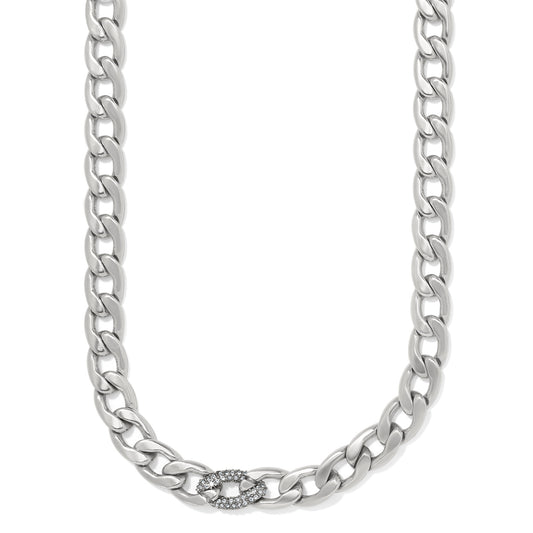 Brighton Cleo Pave Link Necklace (Gold or Silver)