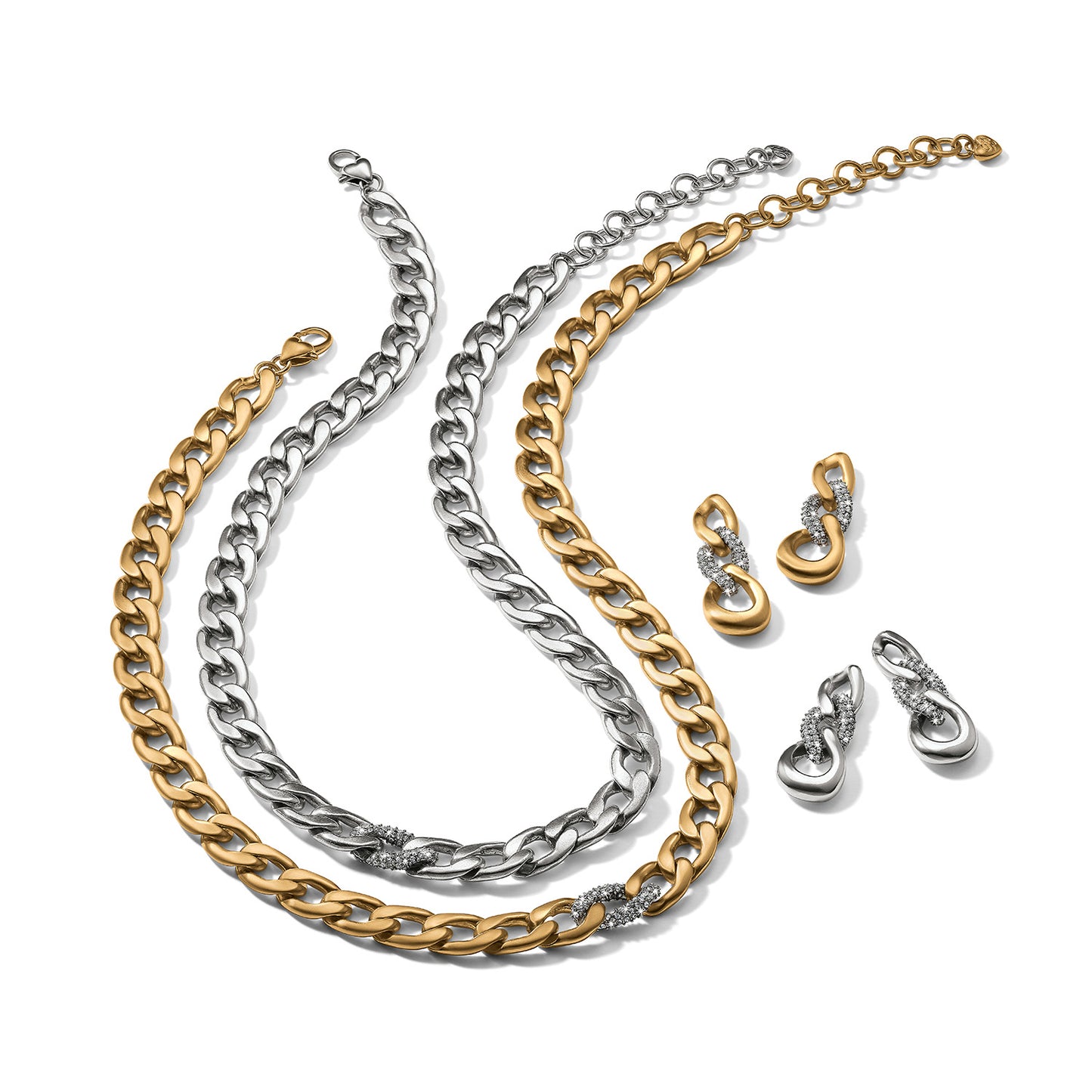 Brighton Cleo Pave Link Necklace (Gold or Silver)