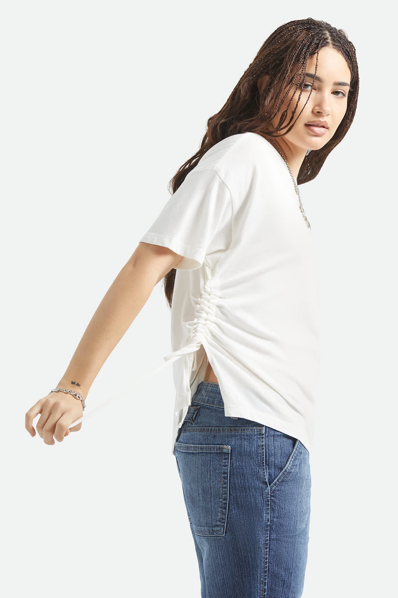 Brixton Off-White CAREFREE ORGANIC GARMENT DYE CINCH T-SHIRT