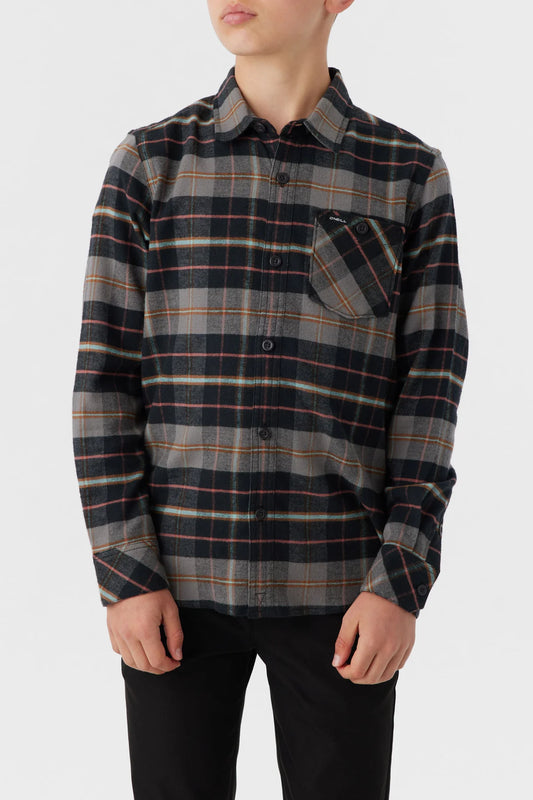 O'Neill Youth REDMOND PLAID STRETCH FLANNEL SHIRT