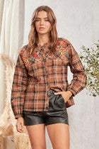 Jami Plaid Shirt with Embroidery