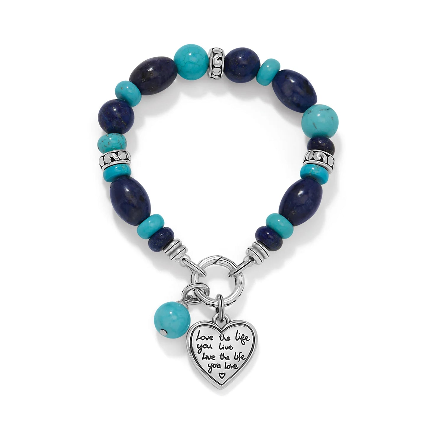 Brighton Token Lapis & Turquoise Charm Stretch Bracelet