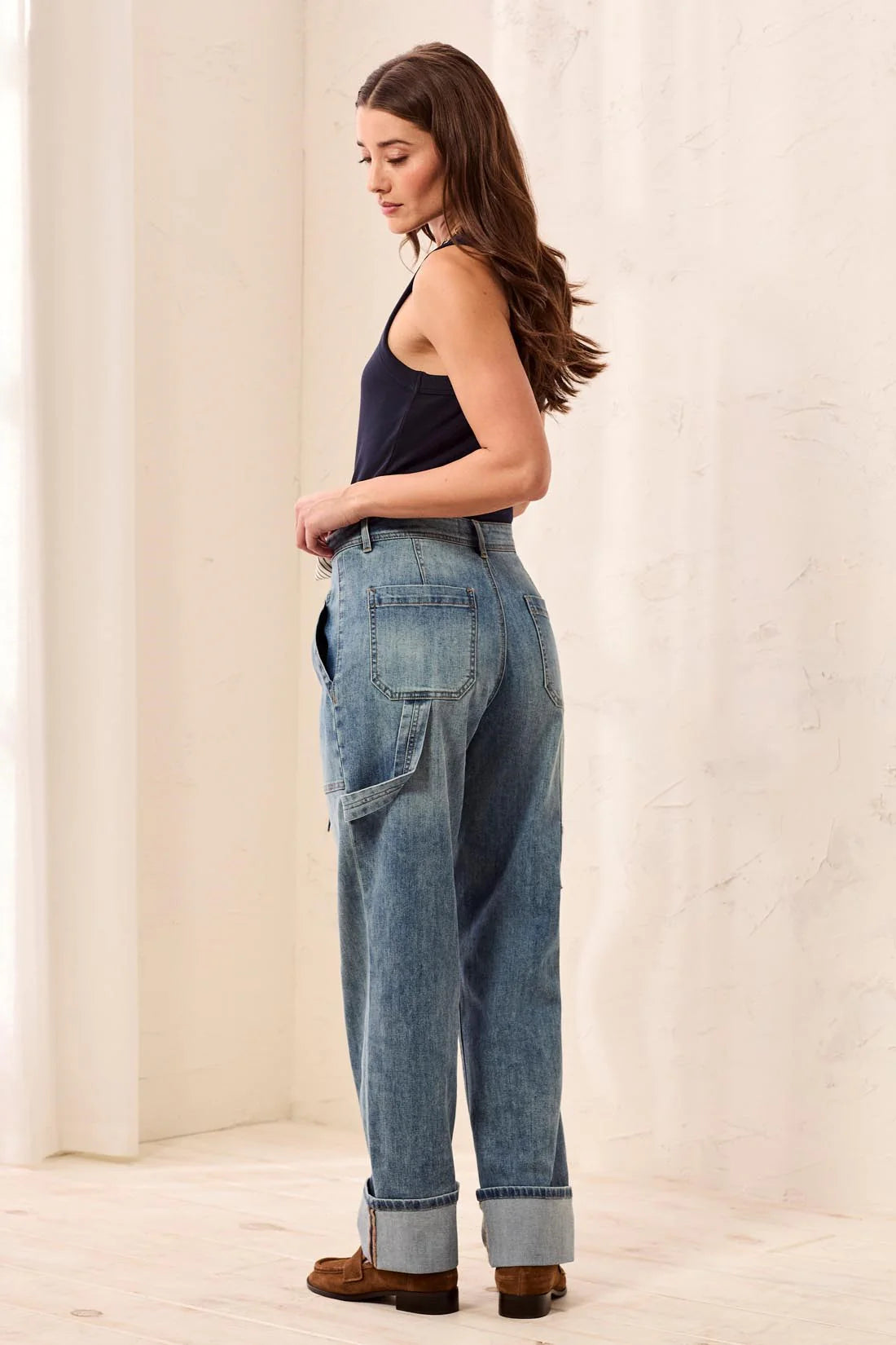 TRIBAL AUDREY CARPENTER STRAIGHT LEG DENIM WITH REMOVABLE SCARF