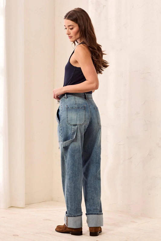 TRIBAL AUDREY CARPENTER STRAIGHT LEG DENIM WITH REMOVABLE SCARF