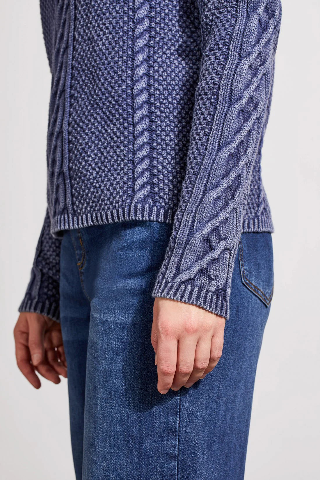 TRIBAL COTTON FUNNEL NECK SWEATER WITH SPECIAL WASH ( 2 Colors)