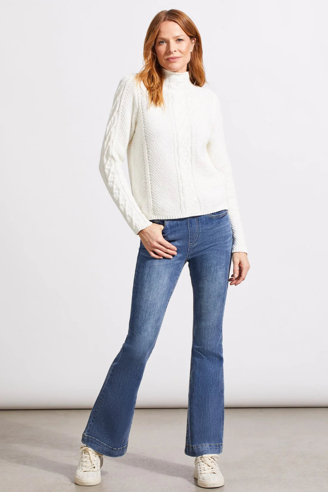 TRIBAL COTTON FUNNEL NECK SWEATER WITH SPECIAL WASH ( 2 Colors)