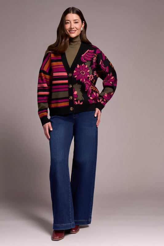 TRIBAL DOUBLE KNIT COMBO PRINT CARDIGAN