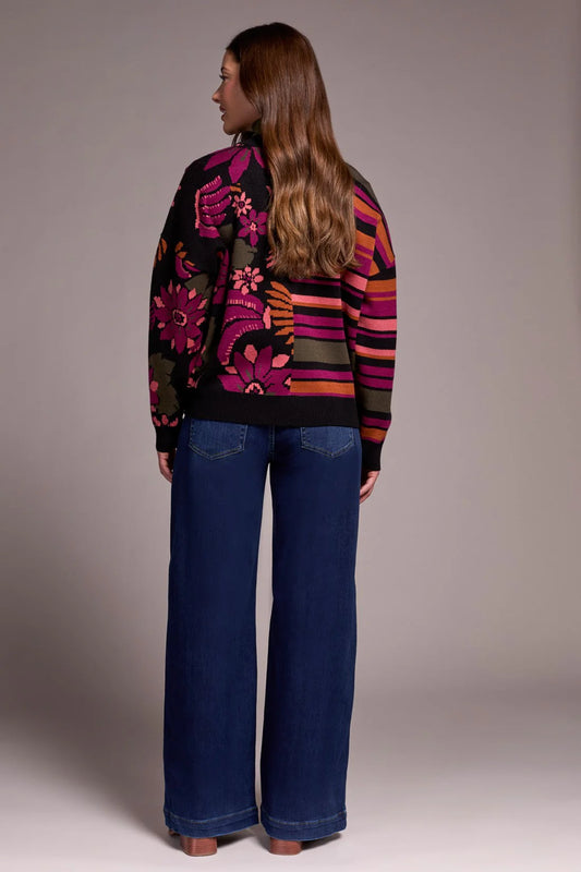TRIBAL DOUBLE KNIT COMBO PRINT CARDIGAN