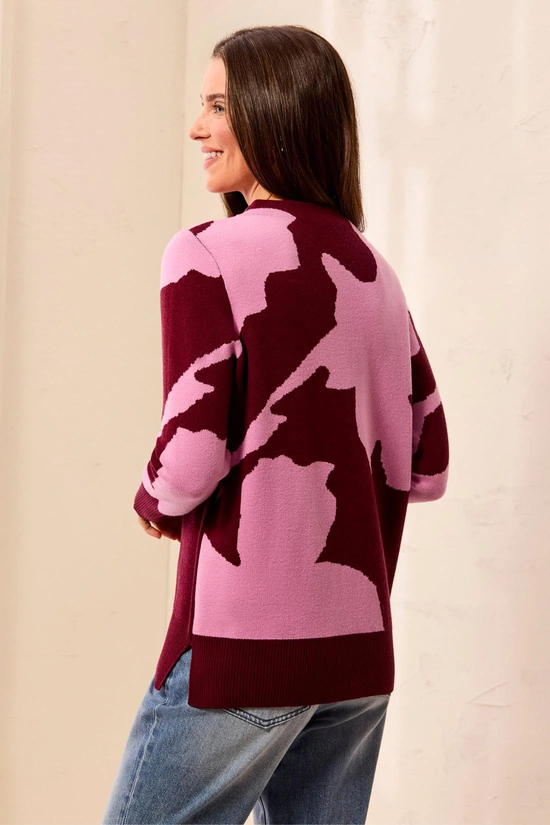 TRIBAL Soft Knit Colorblock Mock Neck Sweater