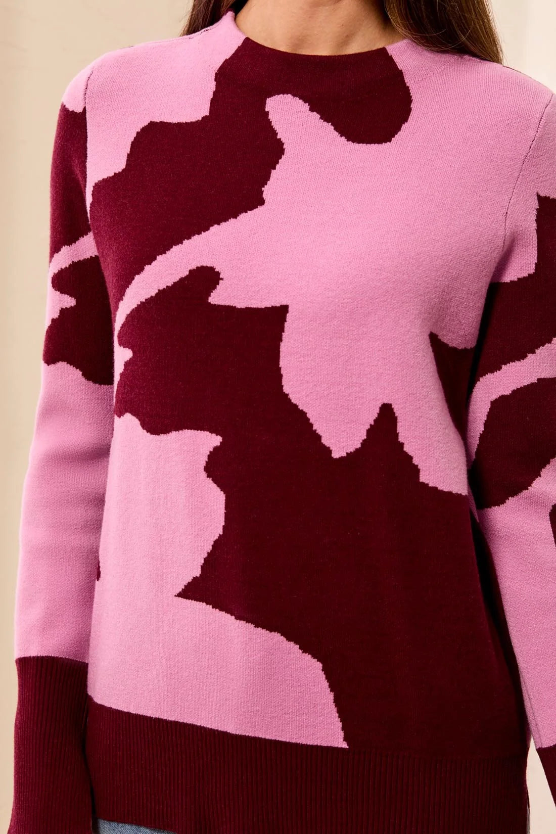 TRIBAL Soft Knit Colorblock Mock Neck Sweater