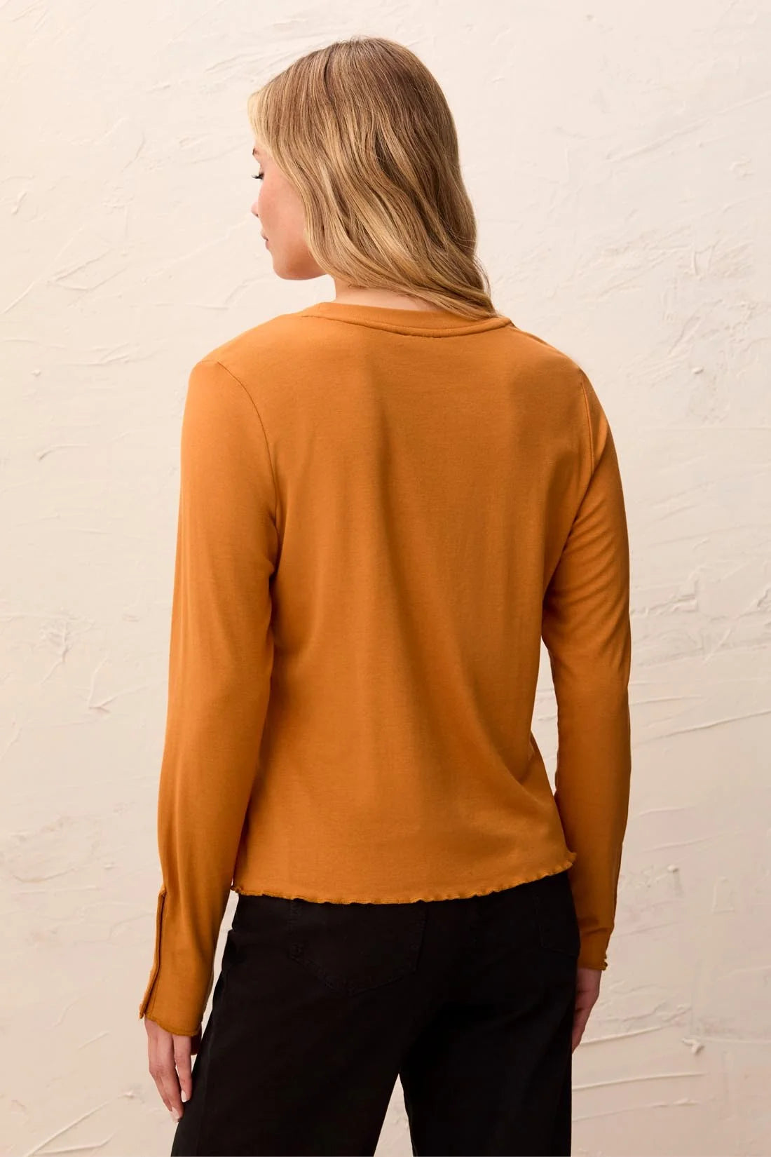 TRIBAL Soft Viscose Long Sleeve Button Cuff Knit Top