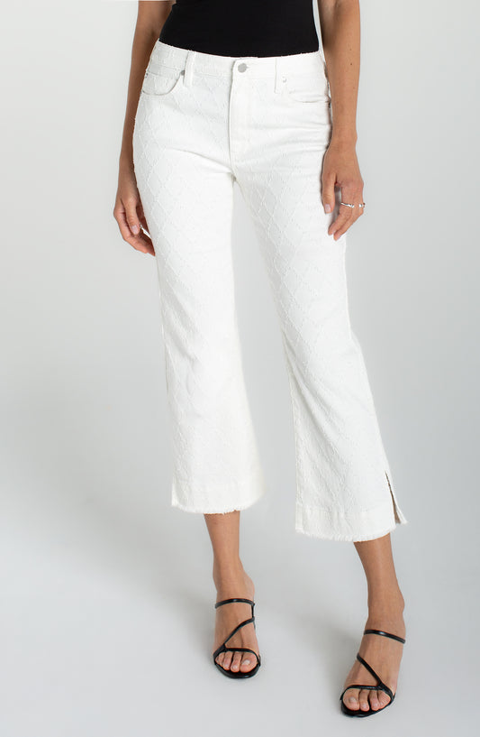 Liverpool Hannah Crop Flare  w/ wide fray hem and slit