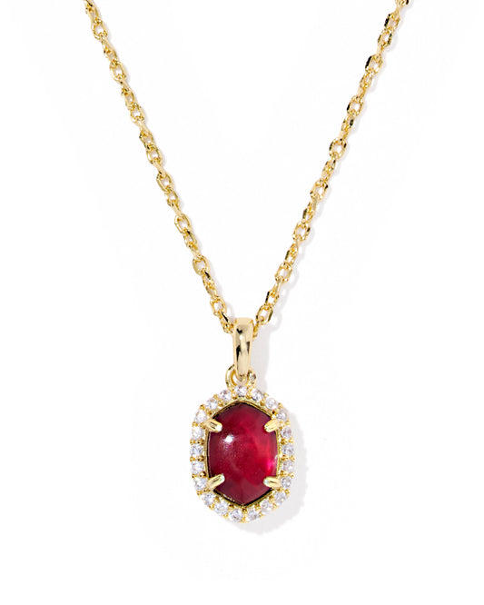 Kendra Scott  DAPHNE CRYSTAL FRAME SHORT PENDANT NECKLACE GOLD DARK BURGUNDY ILLUSION