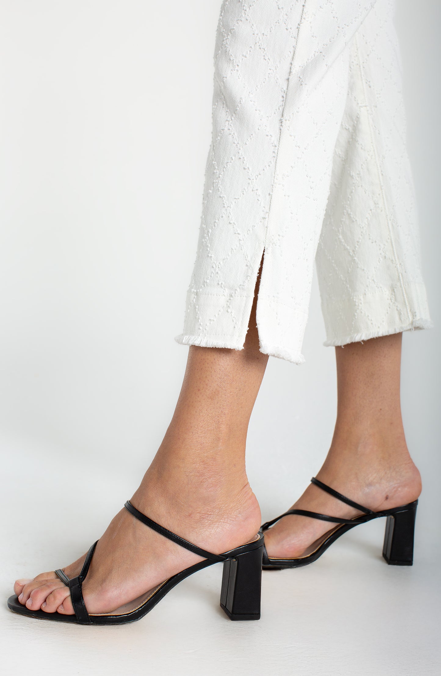 Liverpool Hannah Crop Flare  w/ wide fray hem and slit