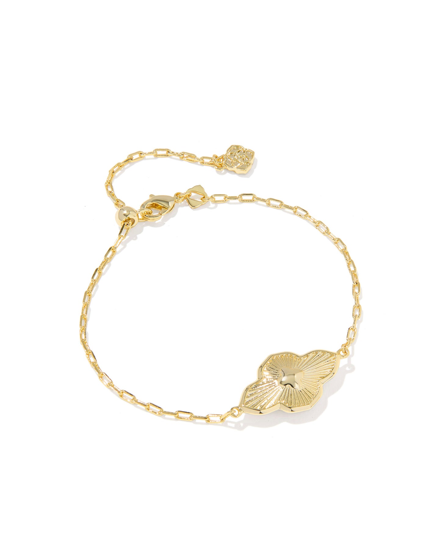 Kendra Scott ABBIE MEDALLION DELICATE CHAIN BRACELET in Gold Hot Pink Mix