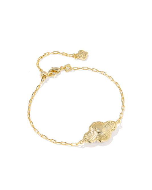 Kendra Scott ABBIE MEDALLION DELICATE CHAIN BRACELET in Gold Hot Pink Mix