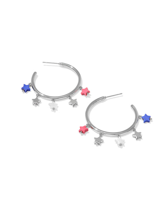 CAMILA HOOP EARRINGS SILVER RED WHITE BLUE MIX