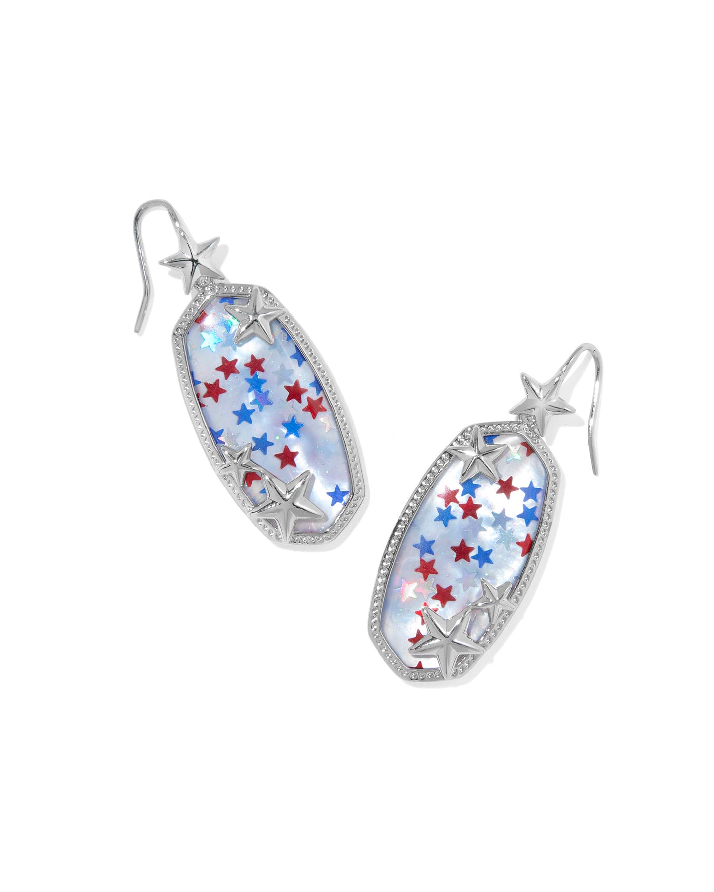 ELLE MULTI STAR DROP EARRINGS RED WHITE BLUE STAR ILLUSION (Silver or Gold)