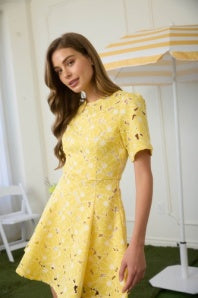Sunshine Yellow Short Lace Dress