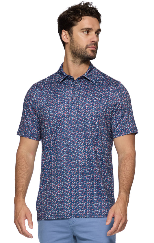 Flag & Anthem HIGGINS AMERICANA FLORAL PRINT PERFORMANCE POLO