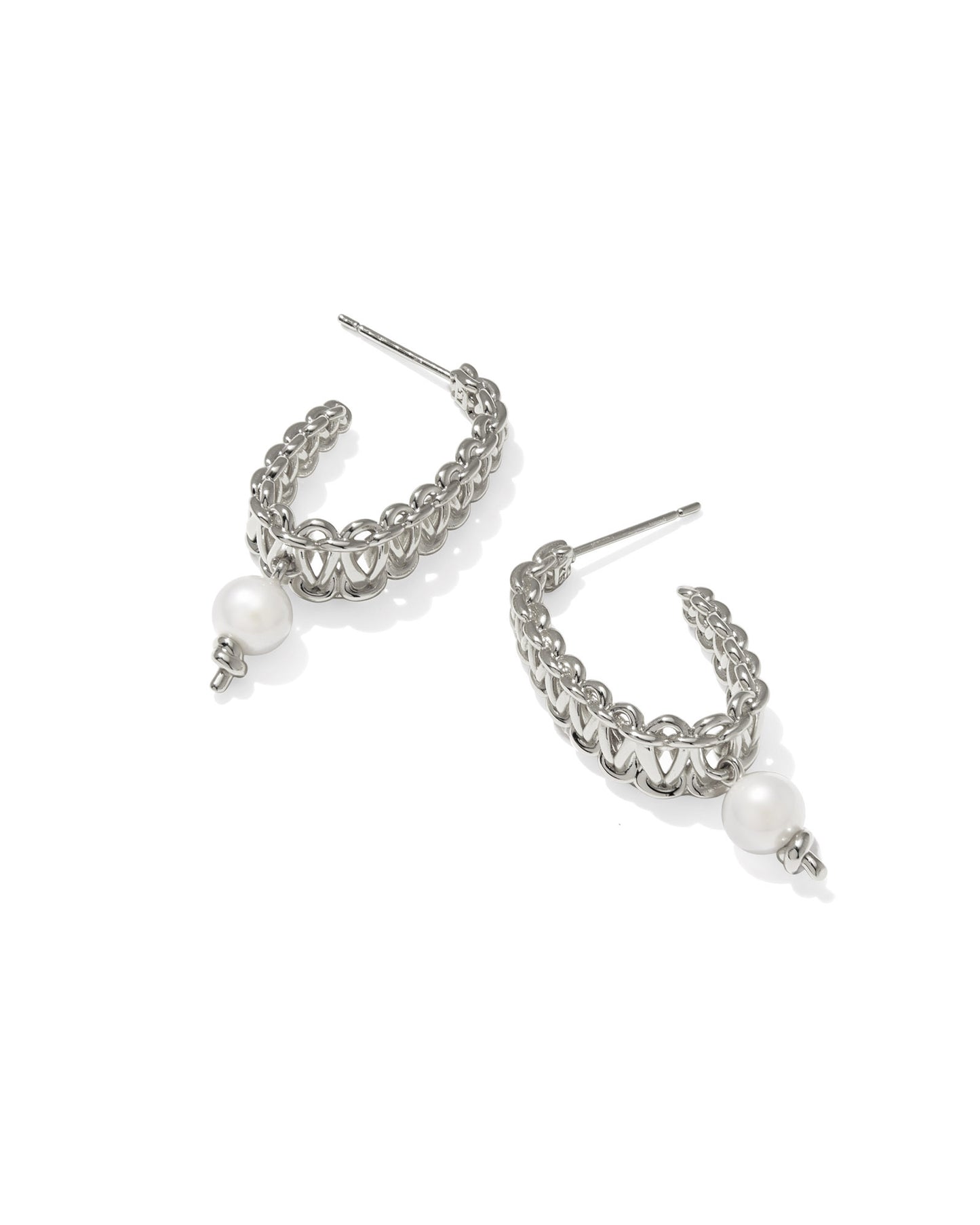 GABRIELLA PEARL HOOP EARRINGS VINTAGE SILVER or GOLD FRESHWATER CULTURED PEARL
