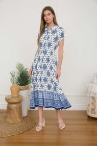 Dolman Sleeve Printed Dress