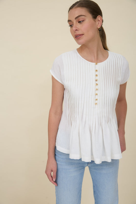 Pintuck Pleat Peplum Top