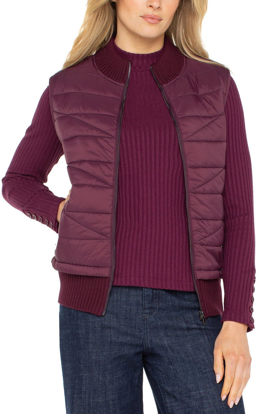 Liverpool Sleeveless Quilted Full Zip Sweater Vest