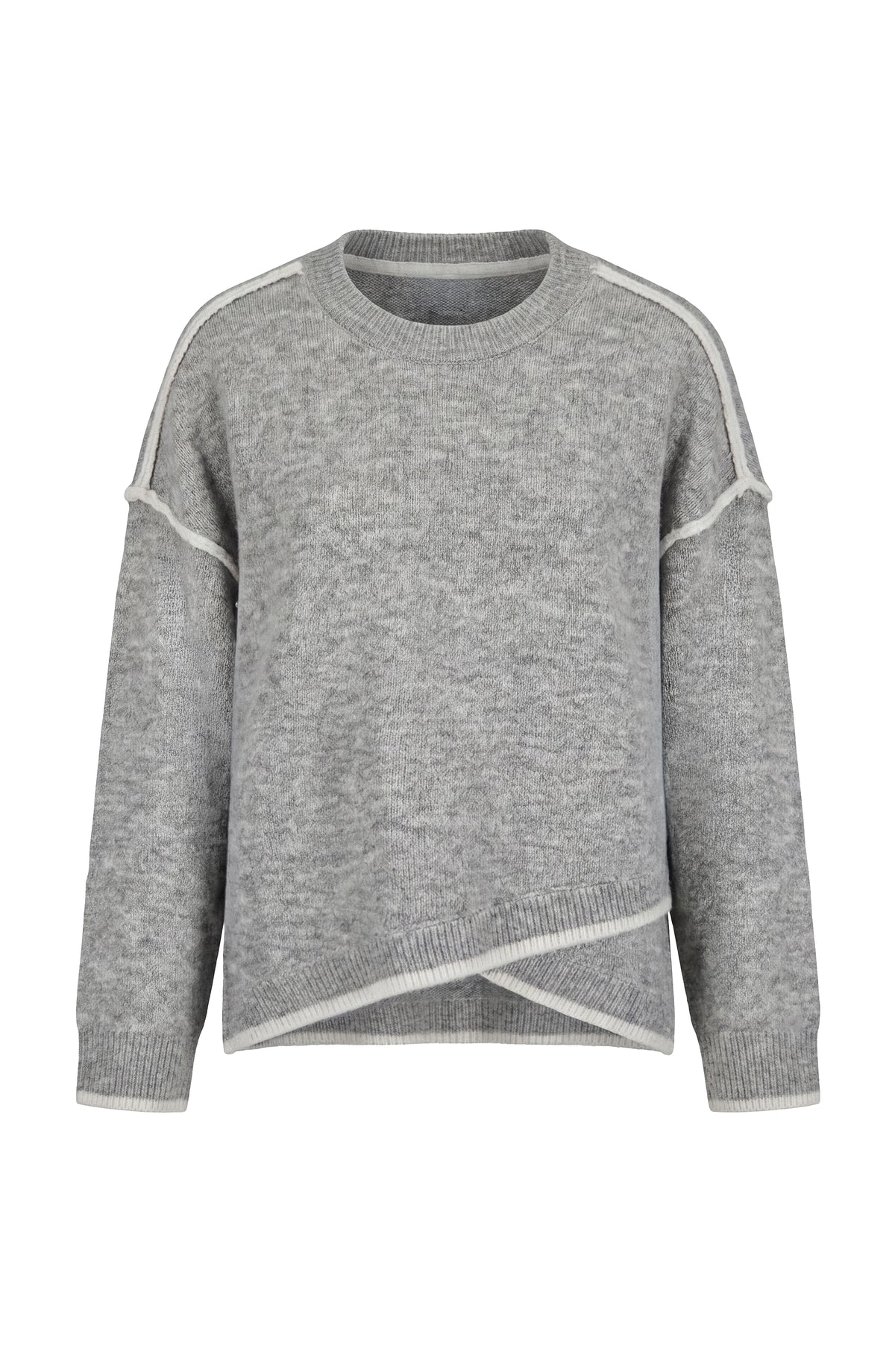 Liverpool Long Sleeve Sweater W/ Tulip Hem - Light Heather Grey