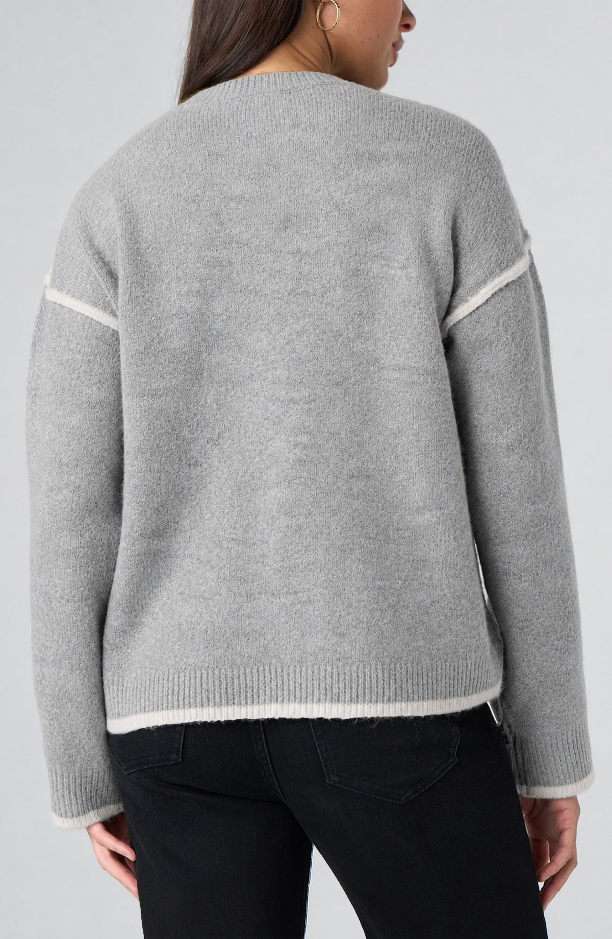 Liverpool Long Sleeve Sweater W/ Tulip Hem - Light Heather Grey