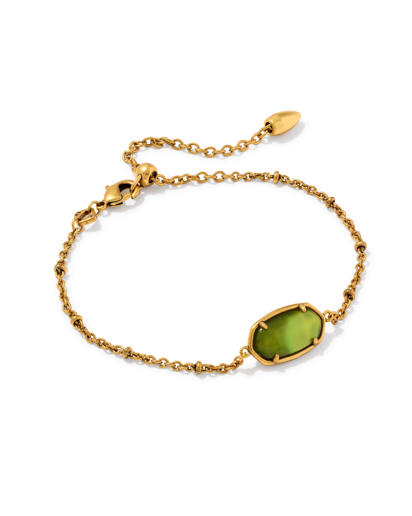 Kendra Scott TIGER STRIPED ELAINA DELICATE VINTAGE GOLD CHARTREUSE GREEN MOTHER OF PEARL