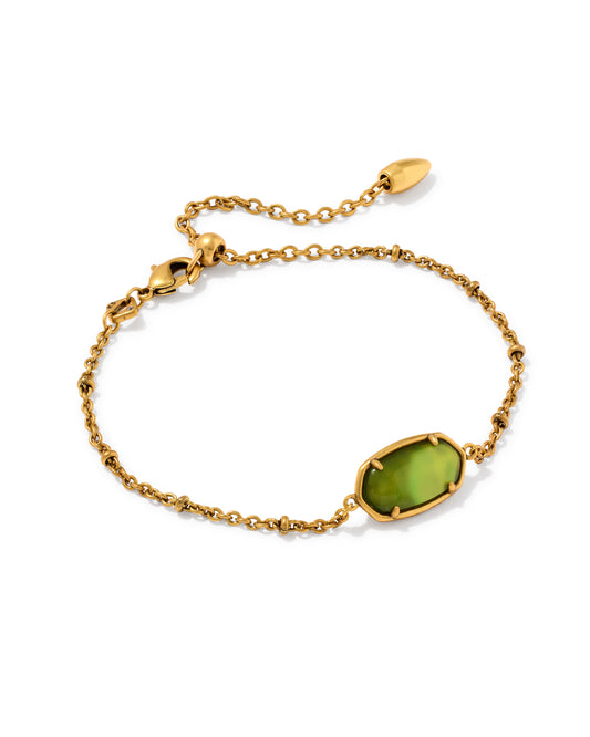 Kendra Scott TIGER STRIPED ELAINA DELICATE VINTAGE GOLD CHARTREUSE GREEN MOTHER OF PEARL