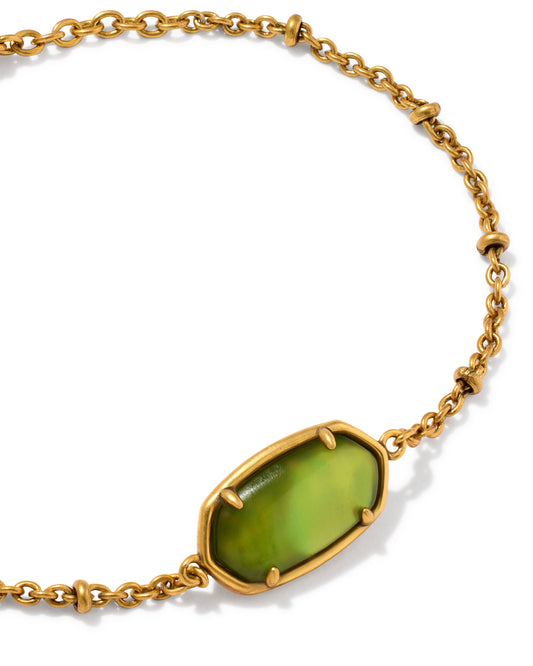 Kendra Scott TIGER STRIPED ELAINA DELICATE VINTAGE GOLD CHARTREUSE GREEN MOTHER OF PEARL