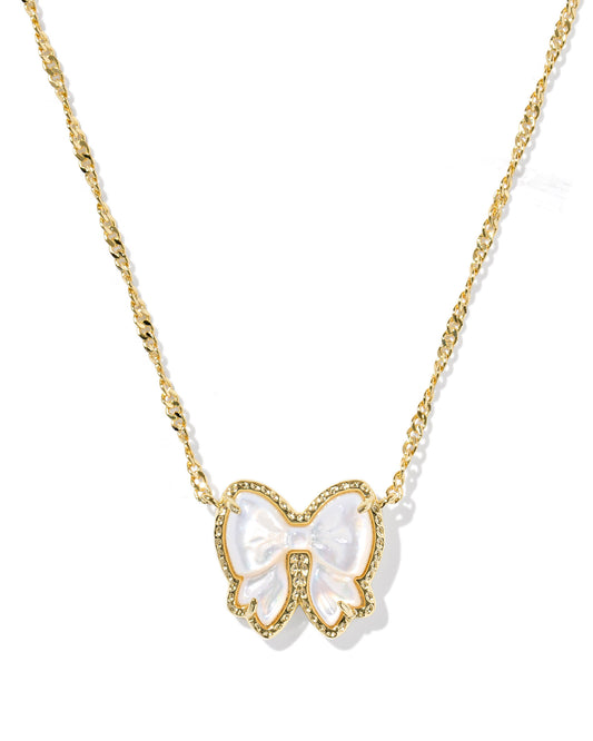 Kendra Scott HALEY BOW SHORT PENDANT NECKLACE GOLD IVORY or  BLUSH IVORY MOTHER OF PEARL