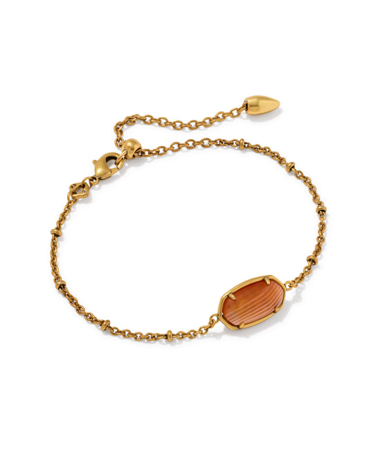 Kendra Scott TIGER STRIPED ELAINA DELICATE VINTAGE GOLD ORANGE BANDED AGATE