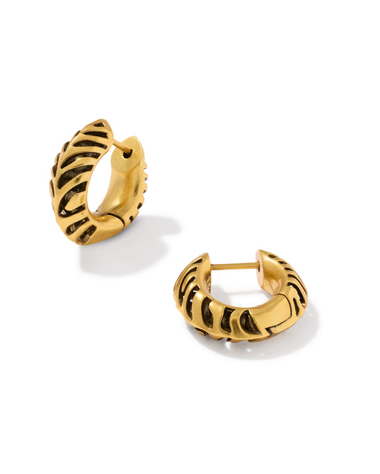 Kendra Scott TIGER STRIPED MIKKI HUGGIE EARRINGS VINTAGE GOLD