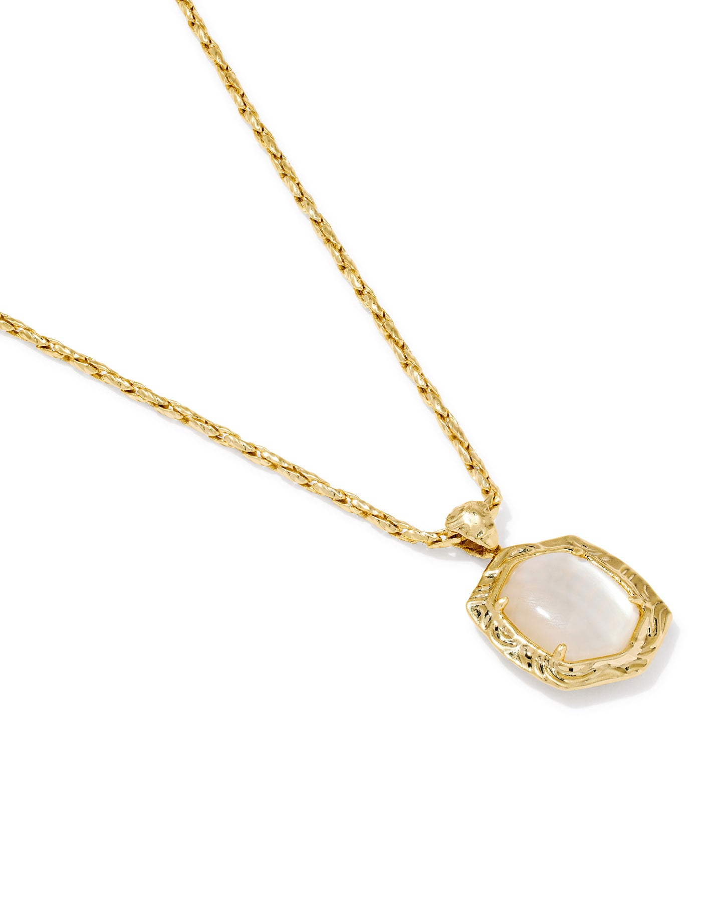 Kendra Scott TIGER STRIPED DAPHNE SMALL LONG PENDANT NECKLACE GOLD NATURAL MOTHER OF PEARL