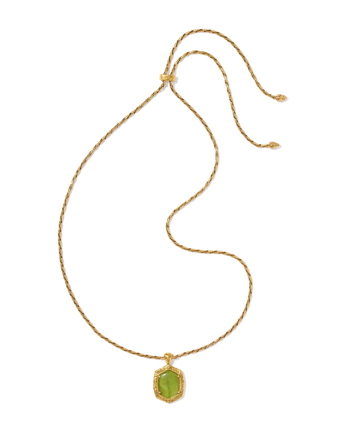 Kendra Scott TIGER STRIPED DAPHNE SMALL LONG PENDANT NECKLACE VINTAGE GOLD CHARTREUSE GREEN MOTHER OF PEARL