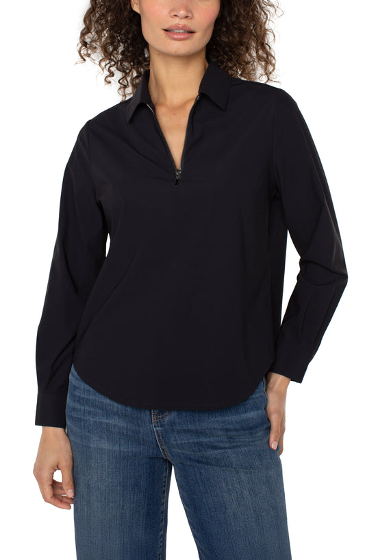 Liverpool Collared Zip Front Knit Shirt