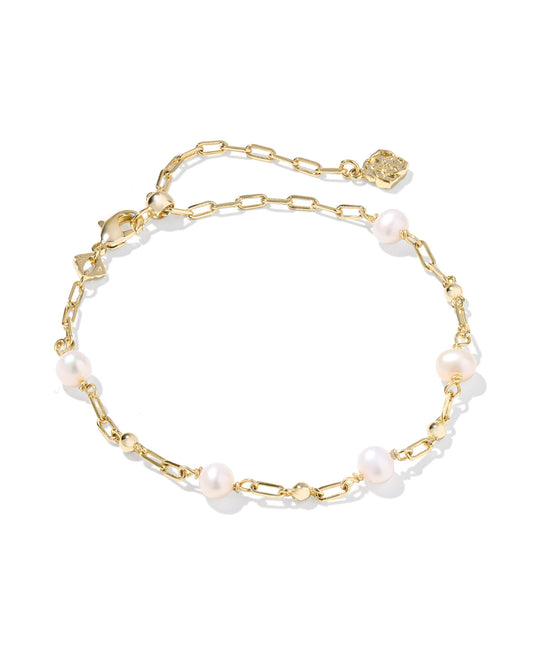 Kendra Scott ASHTON DELICATE CHAIN BRACELET GOLD FRESHWATER CULTURED PEARL