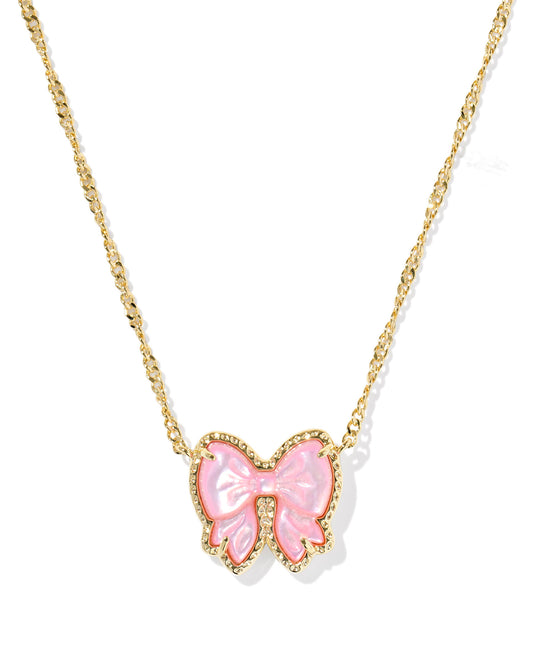 Kendra Scott HALEY BOW SHORT PENDANT NECKLACE GOLD IVORY or  BLUSH IVORY MOTHER OF PEARL