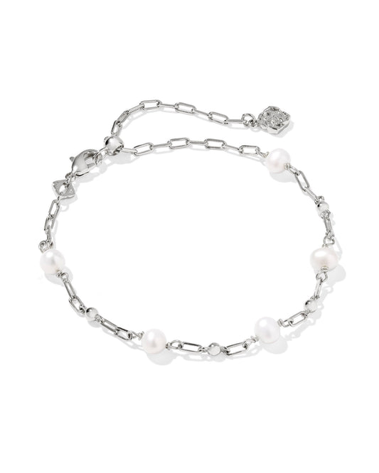 Kendra Scott ASHTON DELICATE CHAIN BRACELET SILVER FRESHWATER CULTURED PEARL
