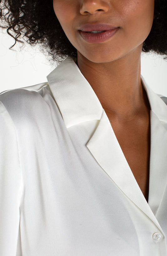 Liverpool short sleeve camp collar woven blouse