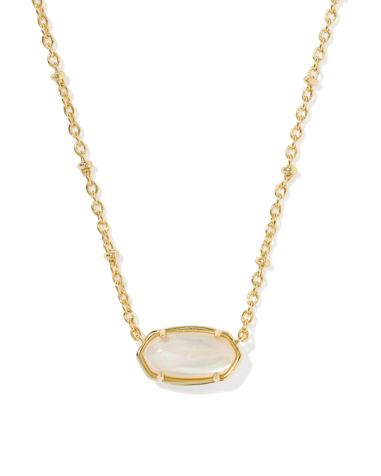 Kendra Scott TIGER STRIPED ELISA SHORT PENDANT NECKLACE GOLD NATURAL MOTHER OF PEARL