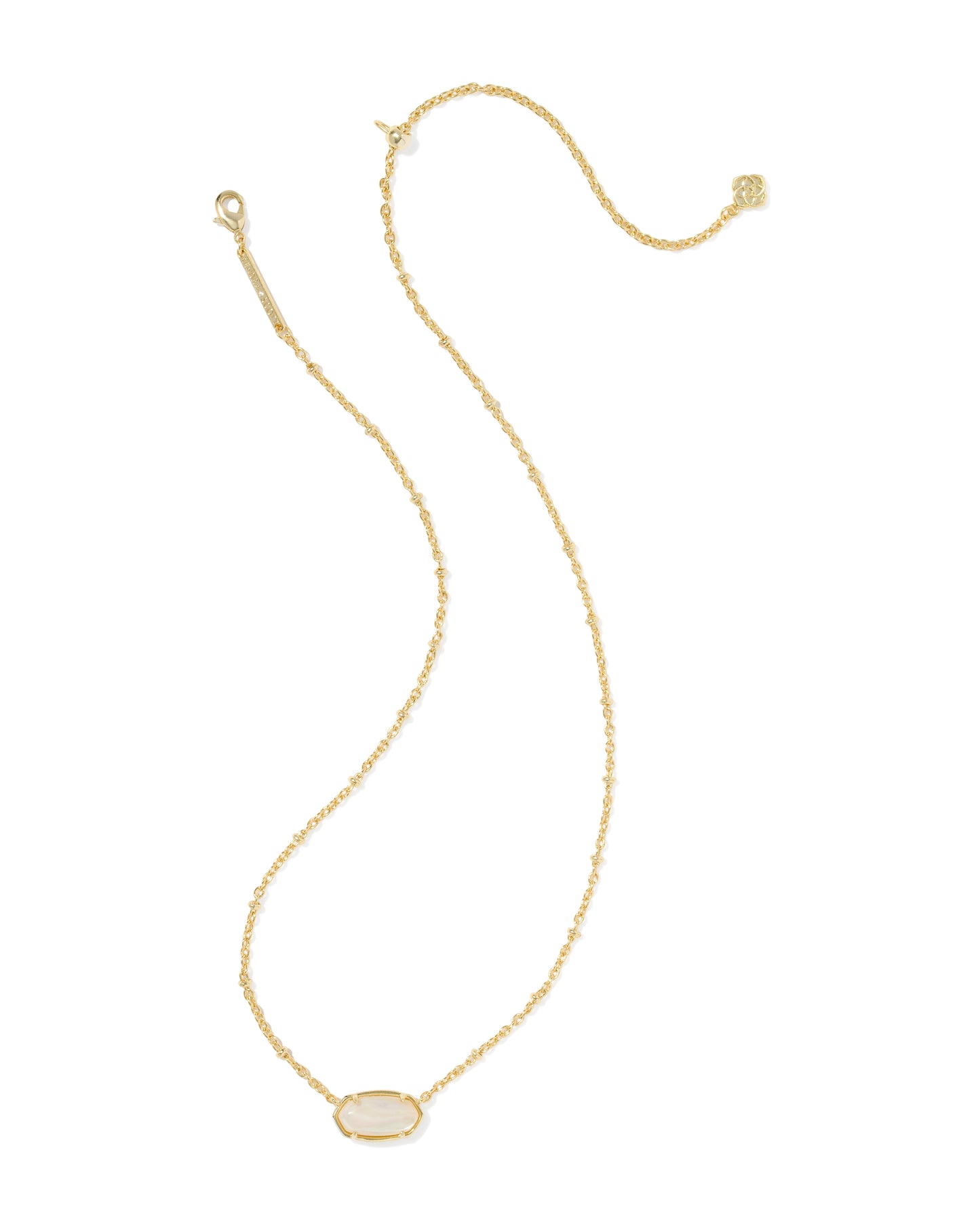 Kendra Scott TIGER STRIPED ELISA SHORT PENDANT NECKLACE GOLD NATURAL MOTHER OF PEARL