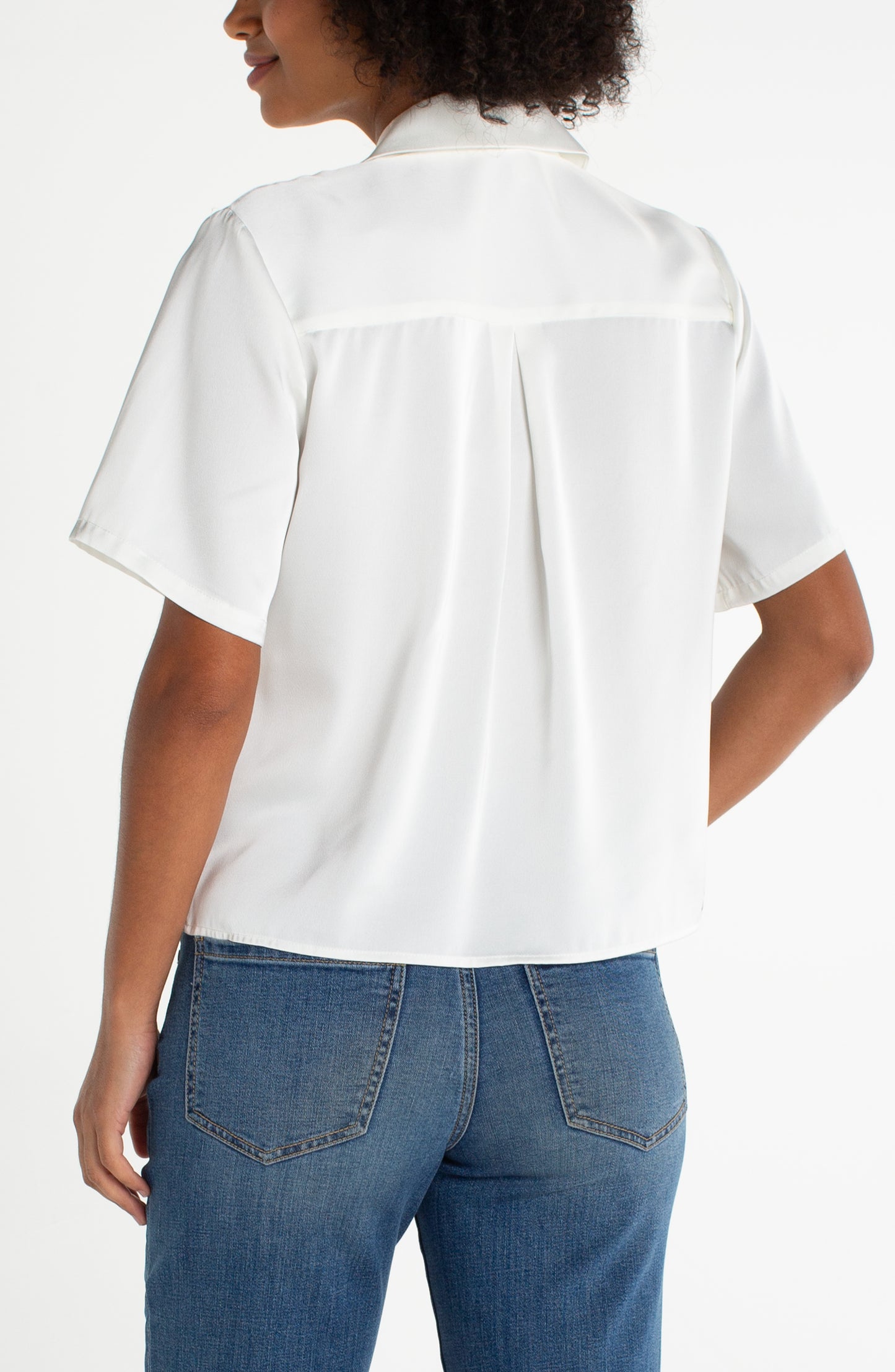 Liverpool short sleeve camp collar woven blouse