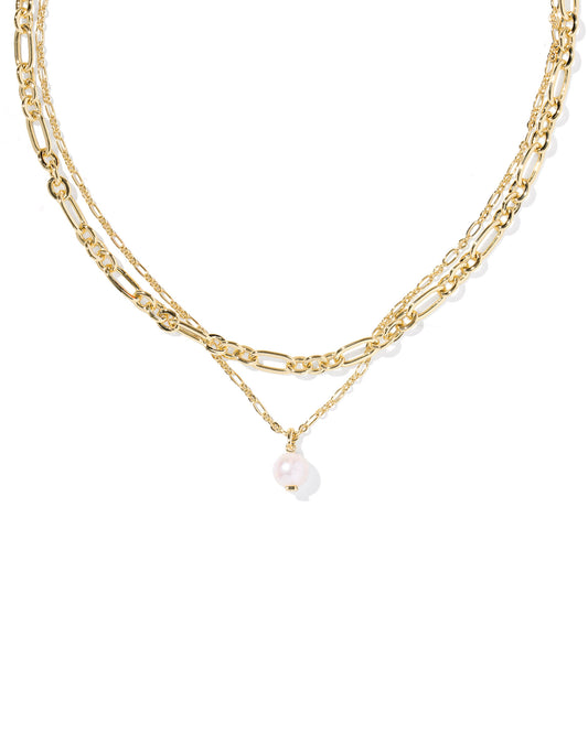 Kendra Scott ASHTON MULTI STRAND NECKLACE GOLD FRESHWATER CULTURED PEARL