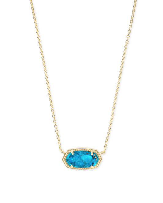 Kendra Scott ELISA SHORT PENDANT NECKLACE GOLD BRONZE VEINED TURQUOISE MAGNESITE