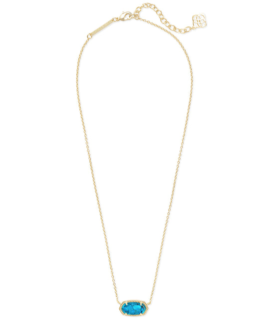 Kendra Scott ELISA SHORT PENDANT NECKLACE GOLD BRONZE VEINED TURQUOISE MAGNESITE