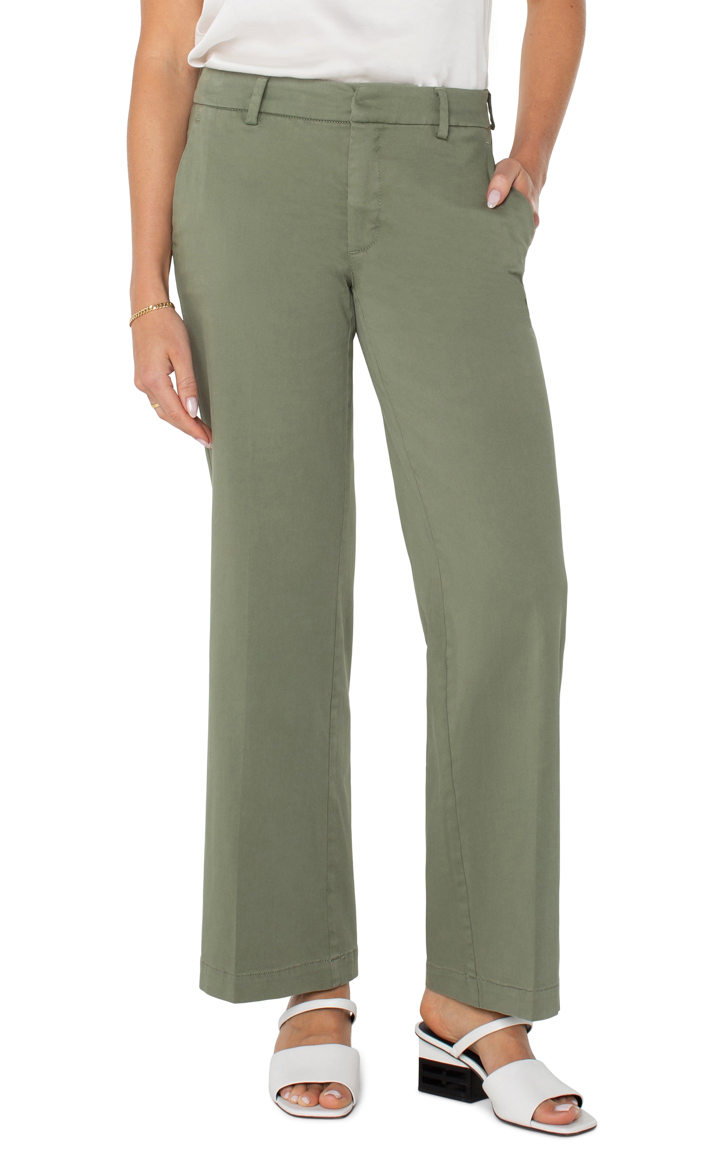 Liverpool Martini Olive Kelsey Wide Leg Trouser